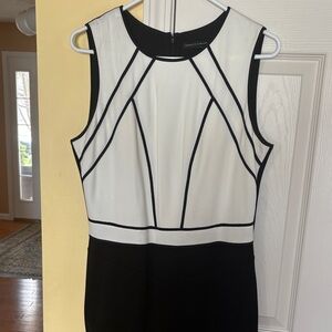 White House Black Market Black & White Paneled Midi Dress